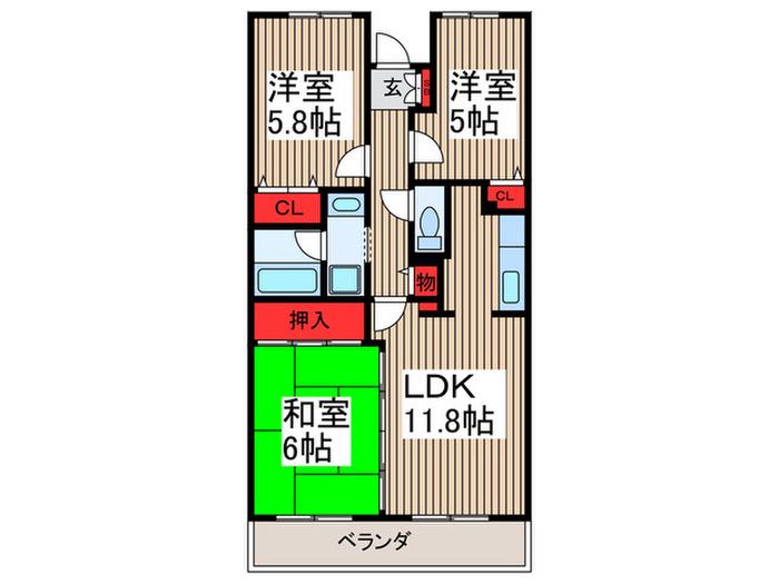アーバンイケダマンション(3LDK/1階)の間取り写真