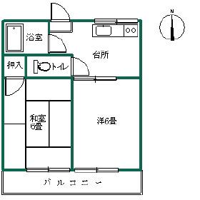 第3コーポ甲斐(2K/1階)の間取り写真