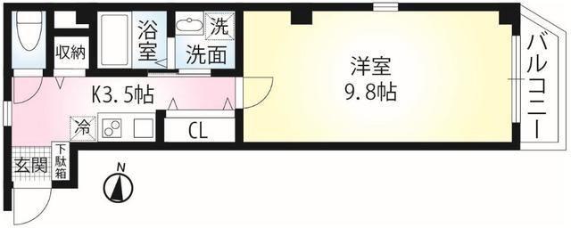 セリシール(1K/2階)の間取り写真