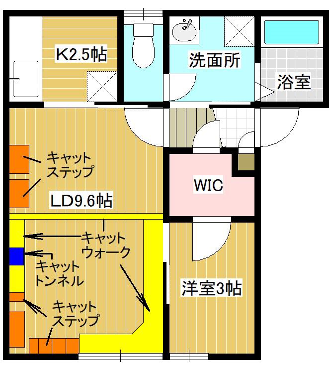 にゃんとハウス神栖2丁目(1LDK/1階)の間取り写真