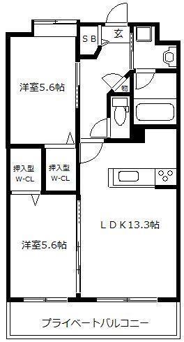 MON COEUR香椎駅前(2LDK/7階)の間取り写真