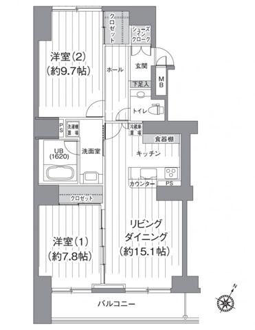 TS GARDEN北柏 2号棟(2LDK/3階)の間取り写真