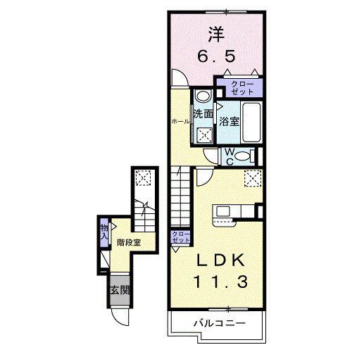 プラシードII(1LDK/2階)の間取り写真