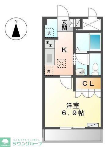 レジデンスCK(1K/1階)の間取り写真