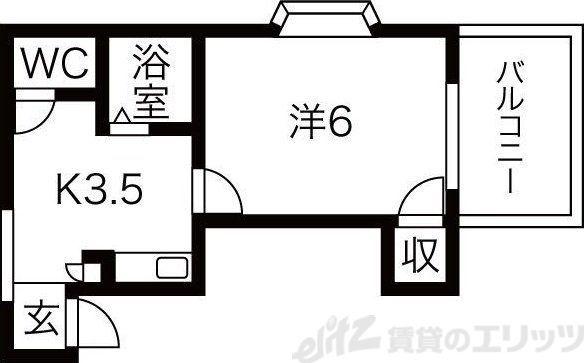 ハイクレスト橋本II(1K/3階)の間取り写真