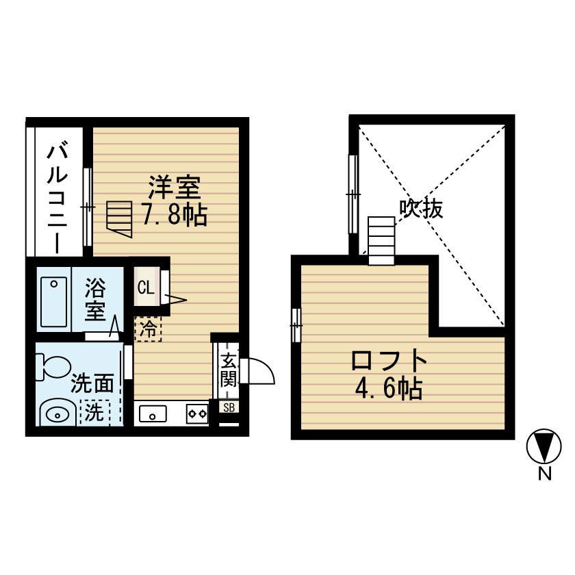 アクアガーデン(1K/2階)の間取り写真