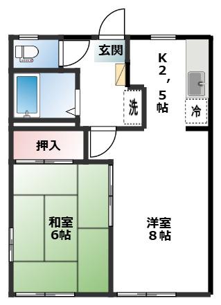 アーバン上堂(2K/2階)の間取り写真