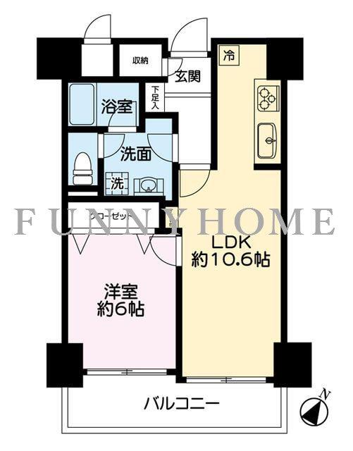 朝日広尾マンション(1LDK/6階)の間取り写真