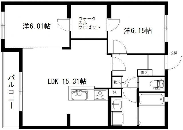 ノルド ラート(2LDK/3階)の間取り写真