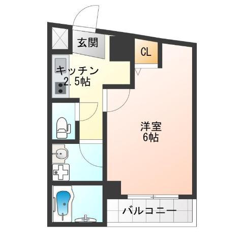グランエクラ玉出東(1K/3階)の間取り写真
