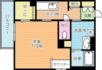 GRAND SUNNY(1K/2階)の間取り写真