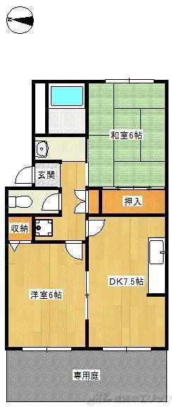 パストラール(2DK/1階)の間取り写真