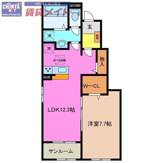 ヴィラ フェリシアI(1LDK/1階)の間取り写真