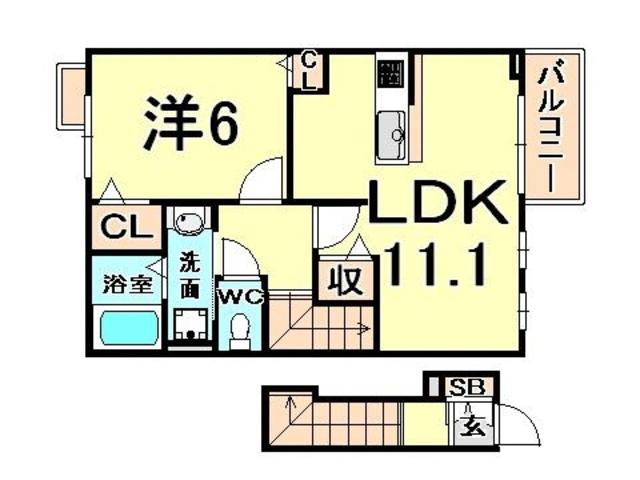 メゾンドエールⅠ(1LDK/2階)の間取り写真