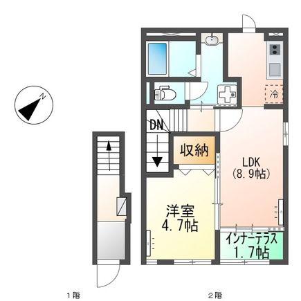 近江鉄道八日市線 新八日市駅 徒歩31分 2階建 築2年(1LDK/2階)の間取り写真