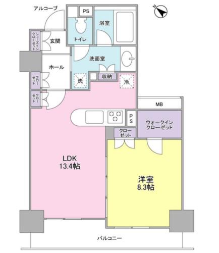 LASANTE五反田(1LDK/6階)の間取り写真