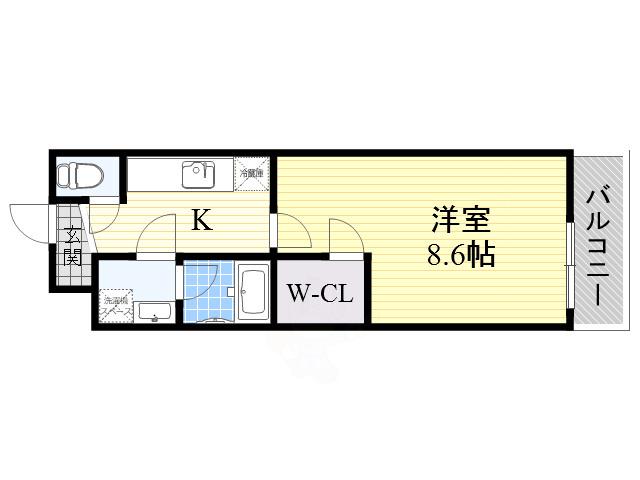 セレーナ住之江1番館(1K/2階)の間取り写真
