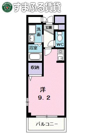 グラース青山(ワンルーム/3階)の間取り写真