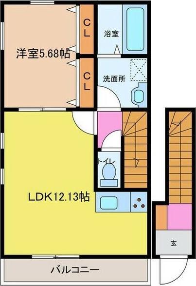 リーブルファイン下萱津山伏(1LDK/2階)の間取り写真