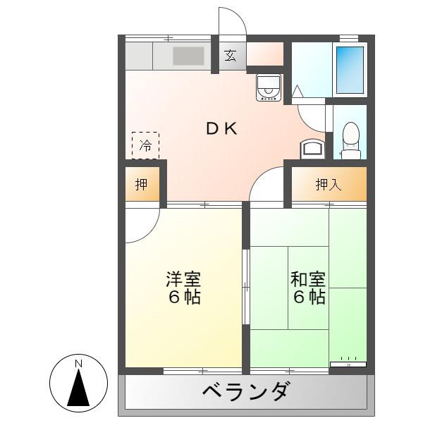メゾンロイヤルエドワード(2DK/2階)の間取り写真