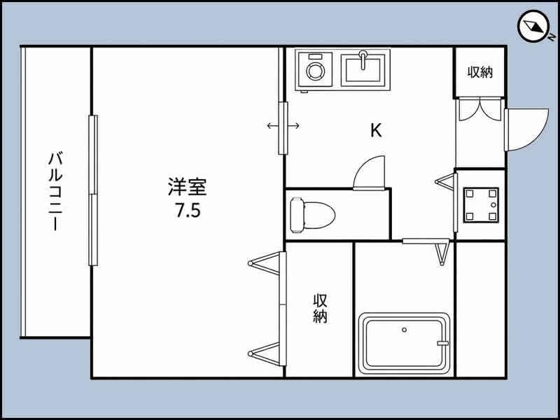 グランティ新潟(1K/4階)の間取り写真