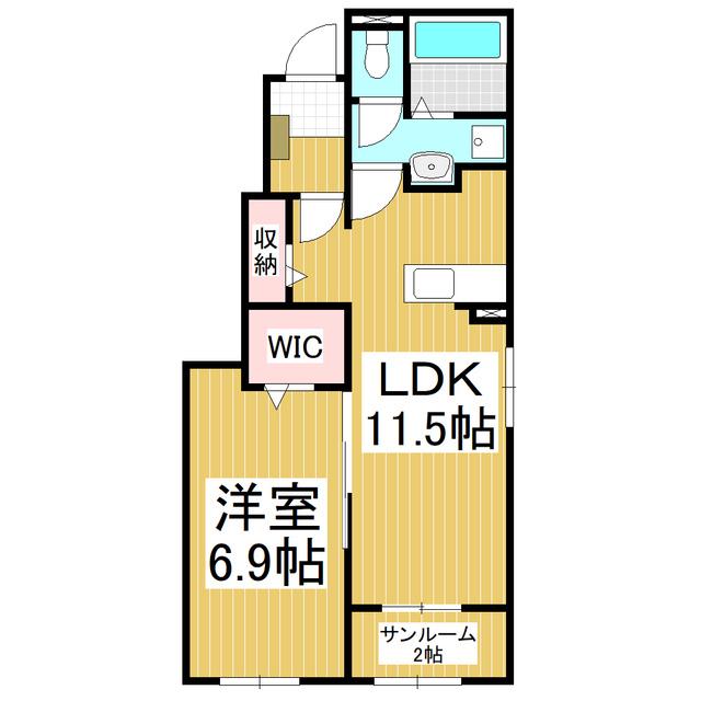 コンフォーティア信濃大町II(1LDK/1階)の間取り写真