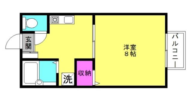 プレジール篠原(1DK/2階)の間取り写真