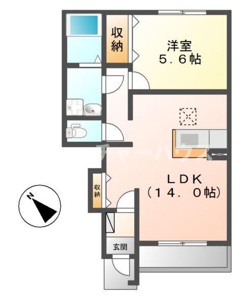 ラウレアオハナ(1LDK/1階)の間取り写真