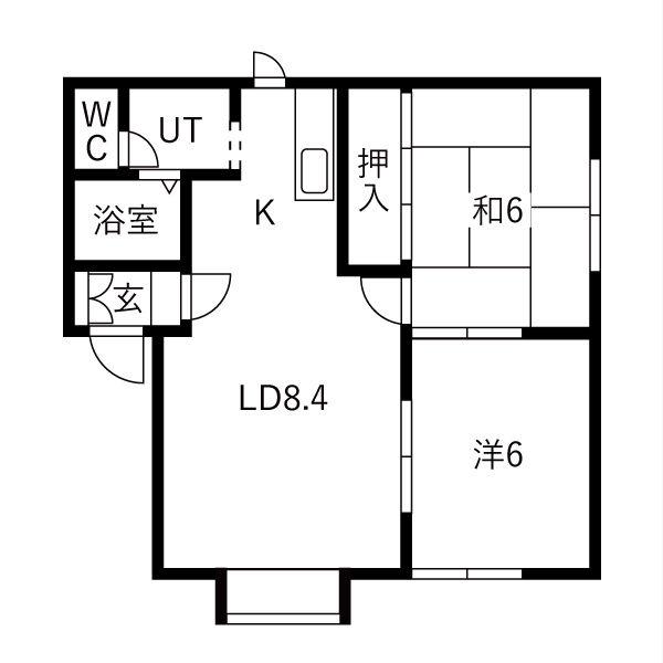 ウィンディア花畔A(2LDK/1階)の間取り写真