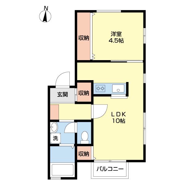シエスタ(1LDK/1階)の間取り写真