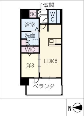 サンパーク上前津 II(1LDK/3階)の間取り写真