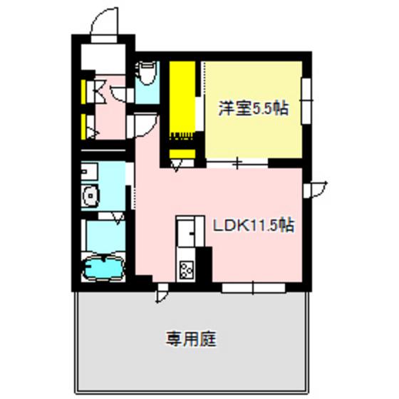 アリエッタ(1LDK/1階)の間取り写真