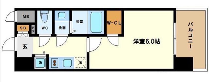 エスリード中之島サウス(1K/8階)の間取り写真