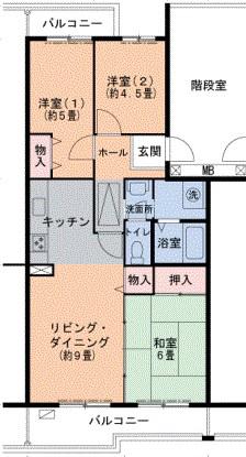 すずかけ台ハイツ第2(3LDK/4階)の間取り写真