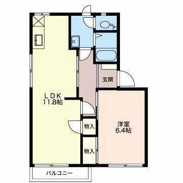 ラプラス稲田 N棟(1LDK/2階)の間取り写真