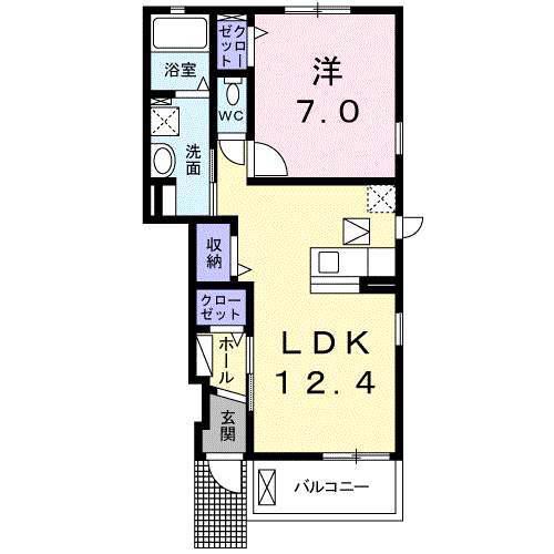 エバー グリーン(1LDK/1階)の間取り写真