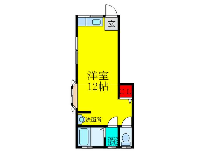 ベリーハイツ(ワンルーム/1階)の間取り写真