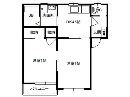 メゾンピーチミラNO.1(2K/1階)の間取り写真