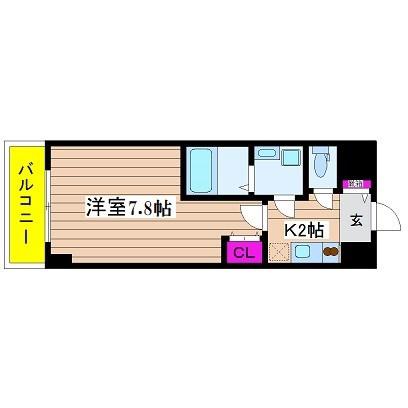 アーデンタワー西本町(1K/7階)の間取り写真