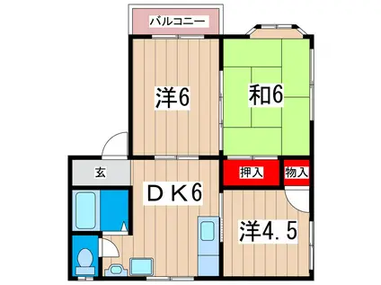 フローラルハイツ3号棟(3DK/1階)の間取り写真