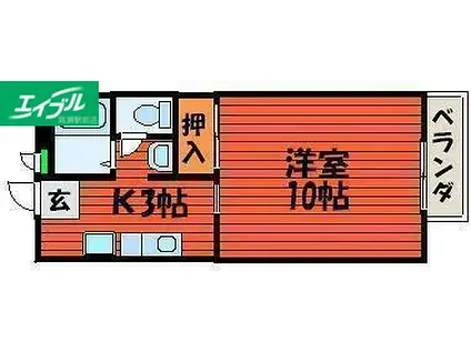 ビーライン川入A(1K/1階)の間取り写真