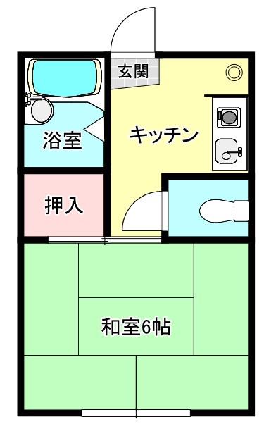 ふきのとうII(1K/2階)の間取り写真