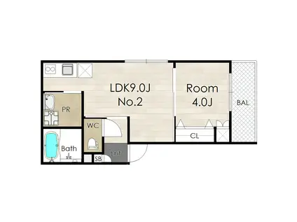 アバンティオ野出町II(1LDK/1階)の間取り写真