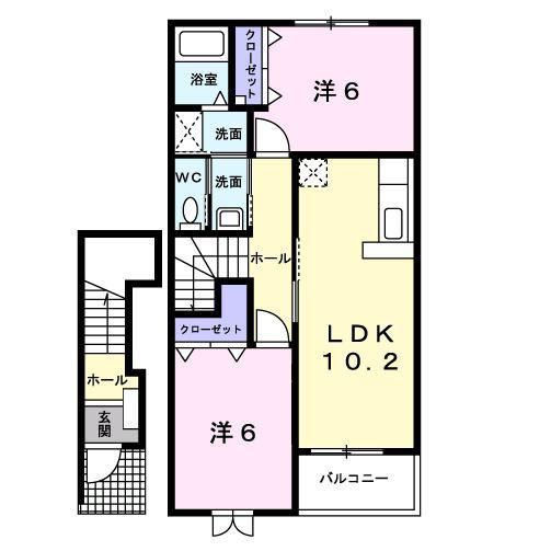 コンフォルターブルIV(2LDK/2階)の間取り写真