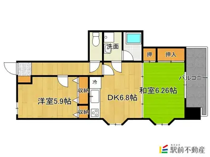 FLEX佐賀駅前(2DK/3階)の間取り写真