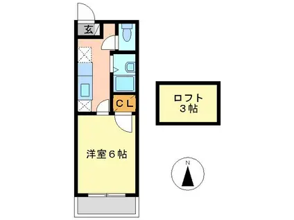 エスコート3(1K/2階)の間取り写真