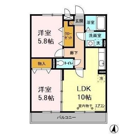 グレースヒルズI・II(2LDK/3階)の間取り写真