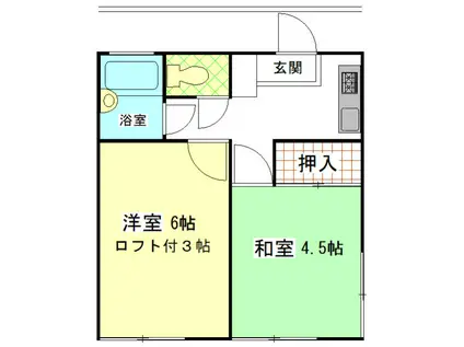 パレスワン(2K/2階)の間取り写真