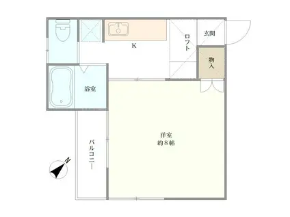 ロイヤルステージII(1K/2階)の間取り写真