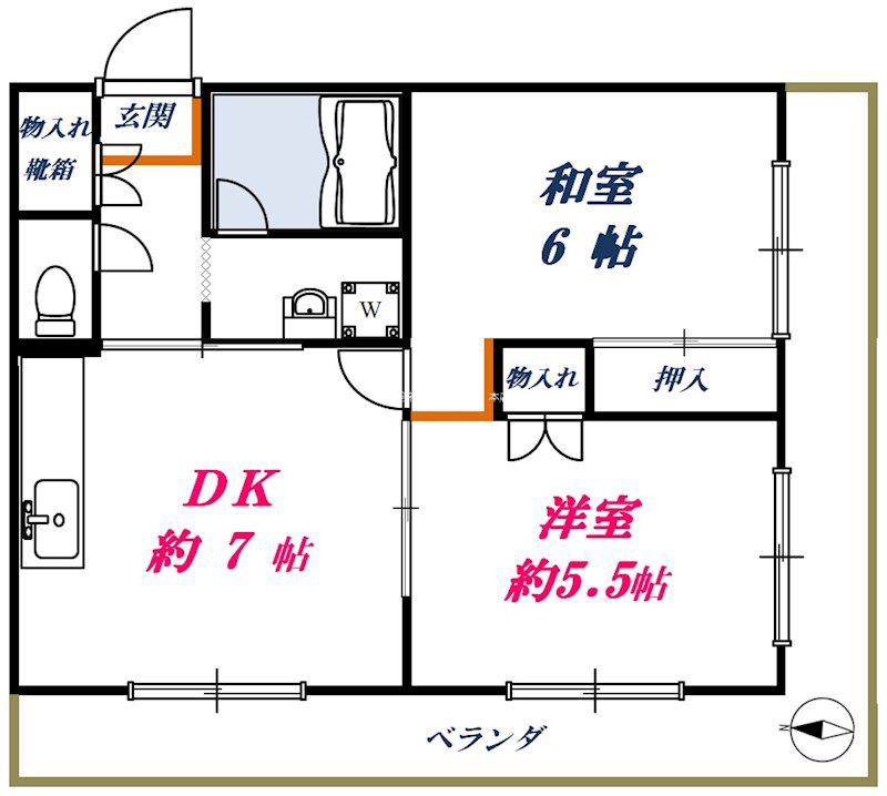 ヒルズ上目黒(2DK/3階)の間取り写真